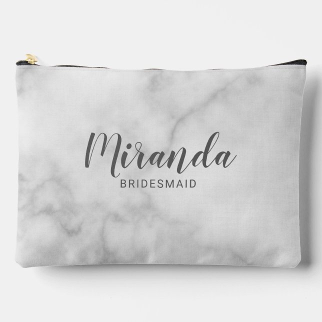 Modern Script Personalized Bridesmaid Name Accessory Pouch (Front)