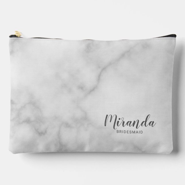 Modern Script Personalized Bridesmaid Name Accessory Pouch (Front)