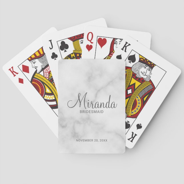 Modern Script Personalized Bridesmaid Playing Cards (Back)