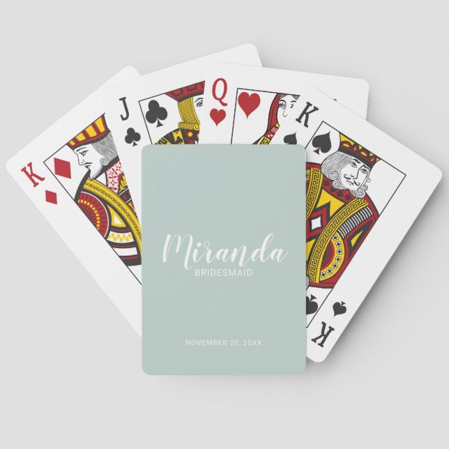Modern Script Personalized Bridesmaid Playing Cards (Back)