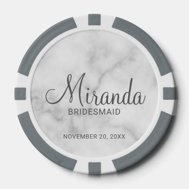 Modern Script Personalized Bridesmaid Poker Chips (Front)