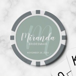 Modern Script Personalized Bridesmaid Poker Chips