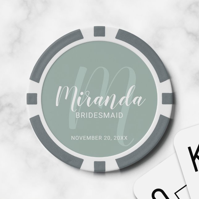 Modern Script Personalized Bridesmaid Poker Chips (Creator Uploaded)