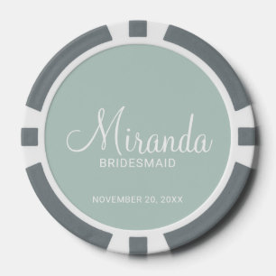 Modern Script Personalized Bridesmaid Poker Chips