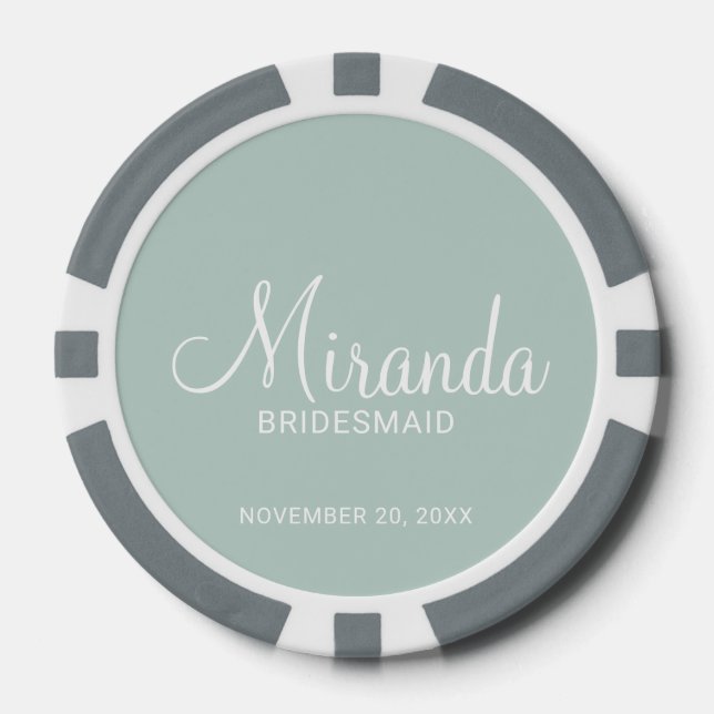 Modern Script Personalized Bridesmaid Poker Chips (Front)