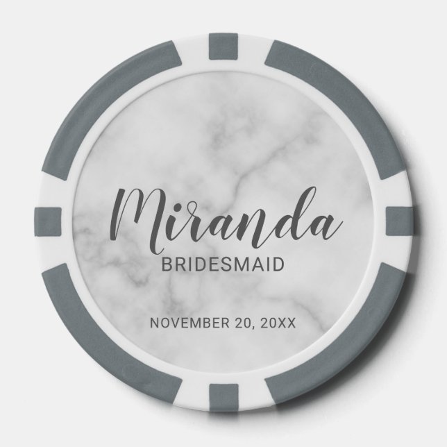 Modern Script Personalized Bridesmaid Poker Chips (Front)