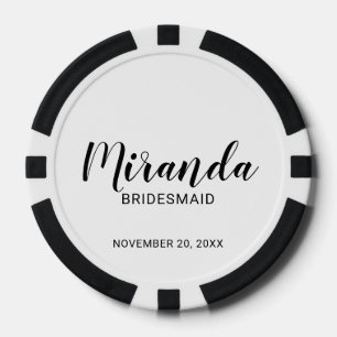 Modern Script Personalized Bridesmaid Poker Chips