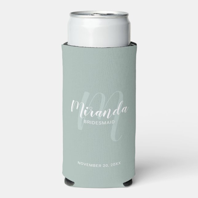Modern Script Personalized Bridesmaid Seltzer Can Cooler (Seltzer Front)