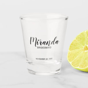 Modern Script Personalized Bridesmaid Shot Glass