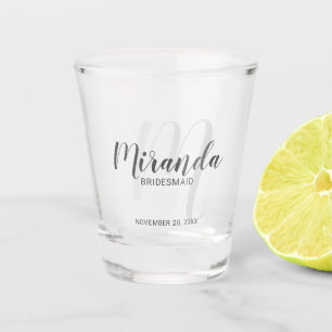 Modern Script Personalized Bridesmaid Shot Glass
