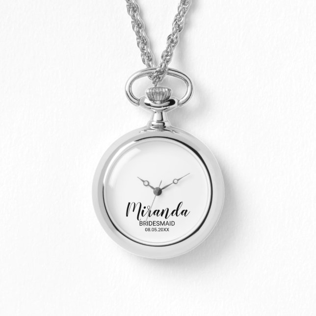 Modern Script Personalized Bridesmaid Watch (Front)