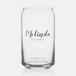 Modern Script Personalized Bridesmaids Can Glass<br><div class="desc">Modern Script Personalized Bridesmaids Can Glass
featuring personalized bridesmaid's name in modern script font style with title and wedding date in modern sans serif font style.

Also perfect for Maid of Honour,  Flower Girl,  Mother of the Bride,  Groomsmen,  Best man and more.</div>