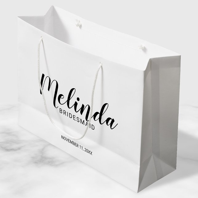 Modern Script Personalized Bridesmaids Large Gift Bag (Creator Uploaded)