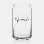 Modern Script Personalized Bridesmaids Name Can Glass<br><div class="desc">Add a personal touch to your wedding with personalized bridesmaids gift. This design features personalized bridesmaid's name in grey modern script font style and monogram in light grey modern script font style as background with title and wedding date in grey modern sans serif font style. Also perfect for maid of...</div>