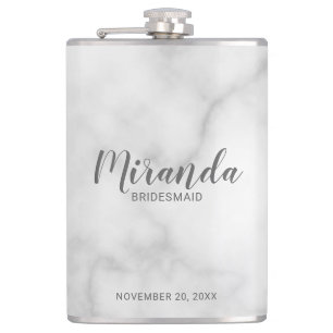 Modern Script Personalized Bridesmaid's Name Hip Flask
