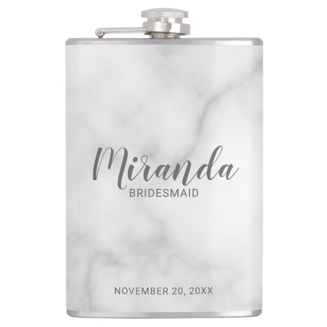 Modern Script Personalized Bridesmaid's Name Hip Flask (Front)