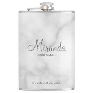 Modern Script Personalized Bridesmaid's Name Hip Flask