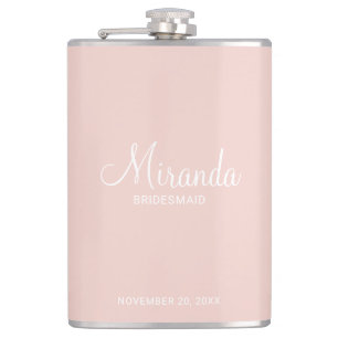 Modern Script Personalized Bridesmaid's Name Hip Flask