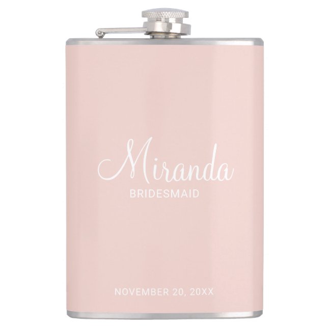 Modern Script Personalized Bridesmaid's Name Hip Flask (Front)