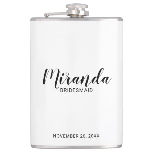 Modern Script Personalized Bridesmaid's Name Hip Flask