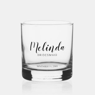 Modern Script Personalized Bridesmaids Whiskey Glass