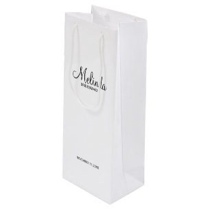 Modern Script Personalized Bridesmaids Wine Gift Bag
