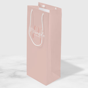 Modern Script Personalized Bridesmaids Wine Gift Bag