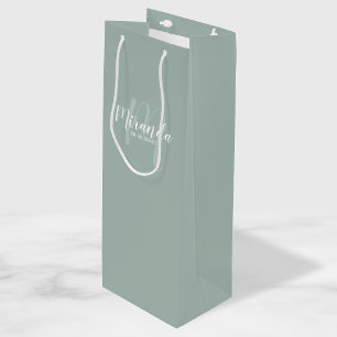 Modern Script Personalized Bridesmaids Wine Gift Bag