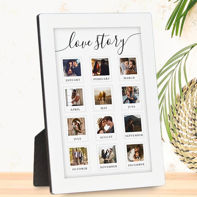 Modern Script Personalized Couple Love Story Photo Plaque (Creator Uploaded)