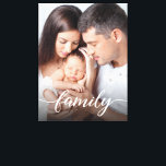 Modern Script Personalized Family Photo Canvas<br><div class="desc">Immortalize your cherished family moments with our customizable stretched canvas, featuring a modern "Family" script type white overlay. This elegant canvas is not just a piece of art; it's a keepsake that beautifully captures the essence of your family's love and togetherness. Personalize this canvas with your favourite family photo, turning...</div>