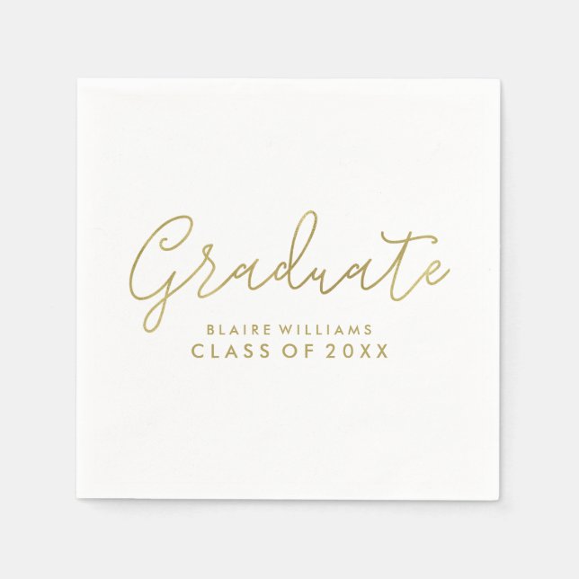 Modern Script Personalized Graduation Napkin (Front)