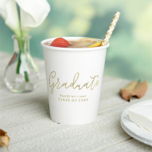 Modern Script Personalized Graduation Paper Cups