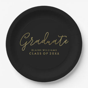 Modern Script Personalized Graduation Paper Plate