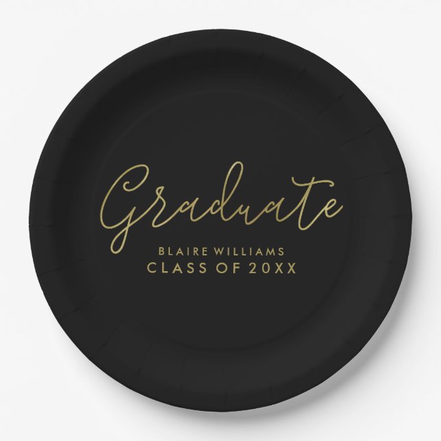 Modern Script Personalized Graduation Paper Plate (Front)