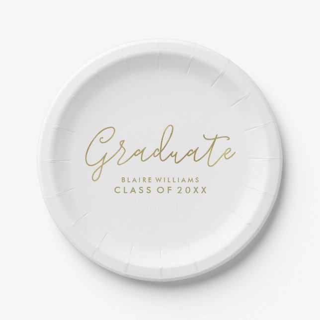 Modern Script Personalized Graduation Paper Plate (Front)