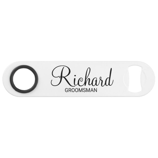 Modern Script Personalized Groomsman Bar Key (Front (Horizontal))
