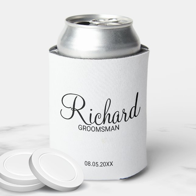 Modern Script Personalized Groomsman Can Cooler (Creator Uploaded)