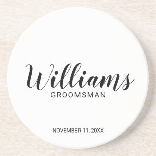 Modern Script Personalized Groomsman Coaster