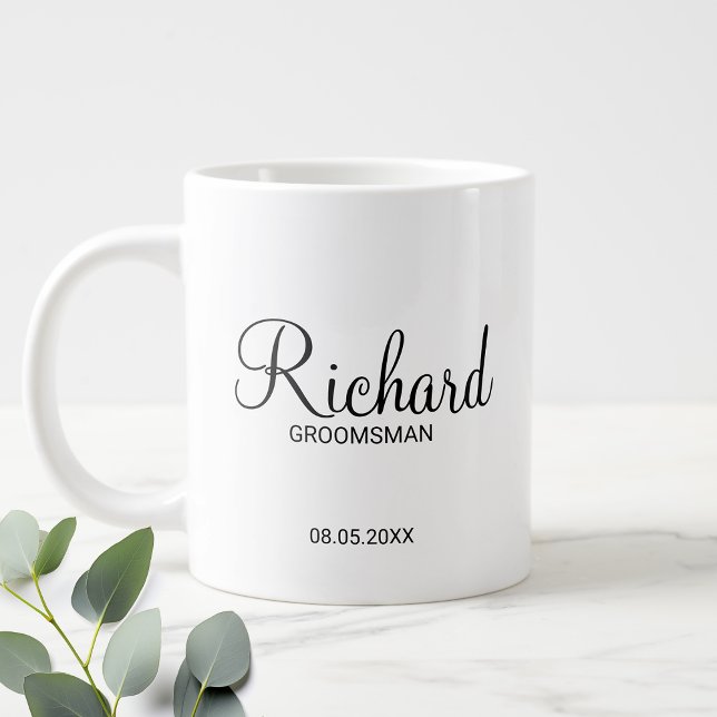 Modern Script Personalized Groomsman Coffee Mug (Creator Uploaded)
