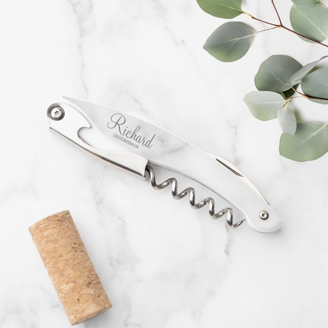 Modern Script Personalized Groomsman Corkscrew (Creator Uploaded)