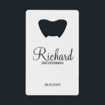 Modern Script Personalized Groomsman Credit Card Bottle Opener<br><div class="desc">Personalized Groomsman Gifts
featuring personalized groomsman's name in black modern script font style with title and wedding date in modern sans serif font style.

Also perfect for best man,  father of the bride,  bridesmaid,  maid of honour,  mother of the bride and more.</div>