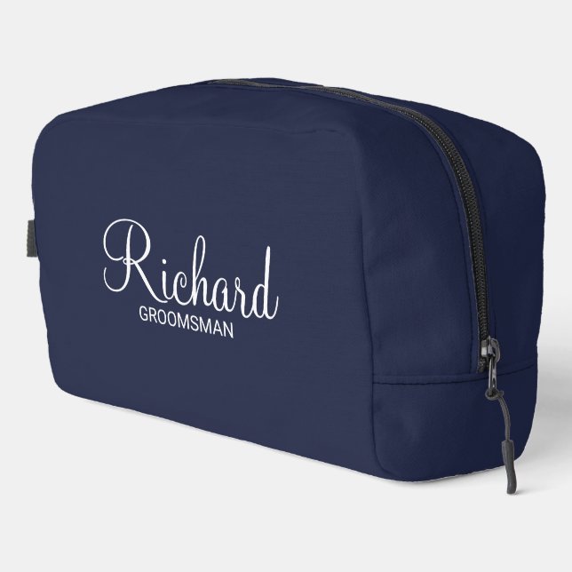 Modern Script Personalized Groomsman Dopp Kit (Right Corner)