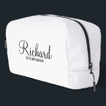 Modern Script Personalized Groomsman Dopp Kit<br><div class="desc">Personalized Groomsman Gifts
featuring personalized groomsman's name in black modern script font style with title and wedding date in modern sans serif font style on white background.

Also perfect for best man,  father of the bride,  bridesmaid,  maid of honour,  mother of the bride and more.</div>