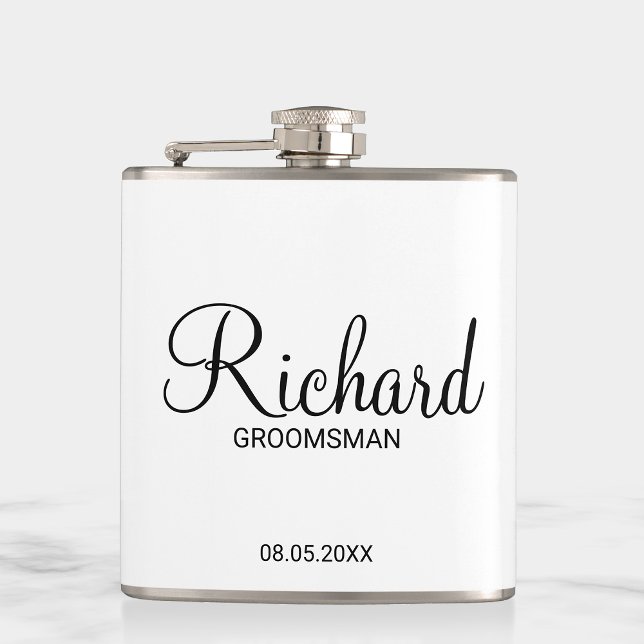Modern Script Personalized Groomsman Hip Flask (Creator Uploaded)