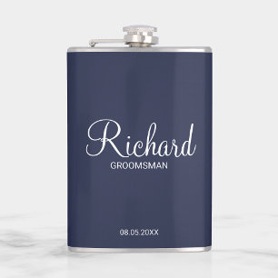 Modern Script Personalized Groomsman Hip Flask