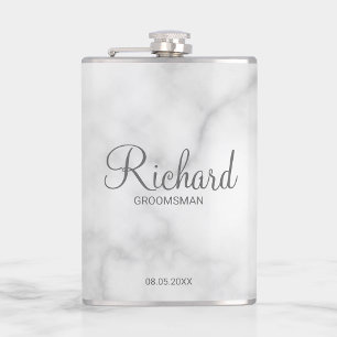Modern Script Personalized Groomsman Hip Flask