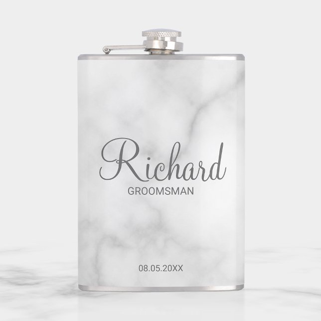 Modern Script Personalized Groomsman Hip Flask (Creator Uploaded)