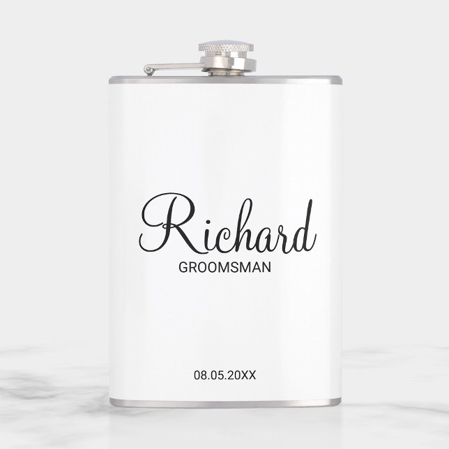 Modern Script Personalized Groomsman Hip Flask (Creator Uploaded)