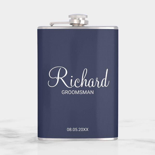 Modern Script Personalized Groomsman Hip Flask (Creator Uploaded)
