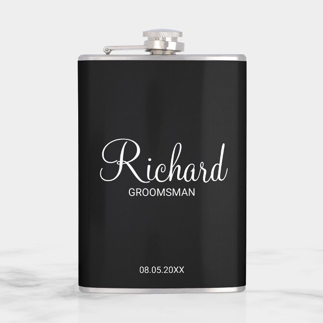 Modern Script Personalized Groomsman Hip Flask (Creator Uploaded)